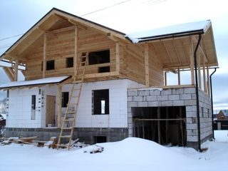 Строительство комбинированного дома из газобетона и дерева в Москве под ключ